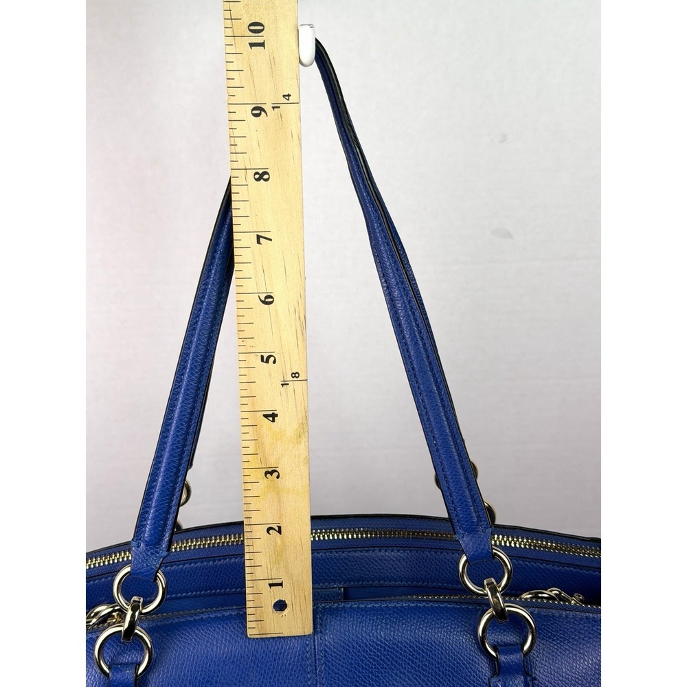 Coach Christie Carryall Blue Leather Tote + Matching Wristlet F36606 F53429 Gold - Picture 7 of 16